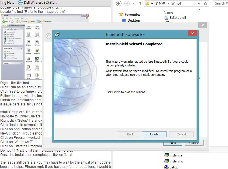 Blutooth Software Installation failed