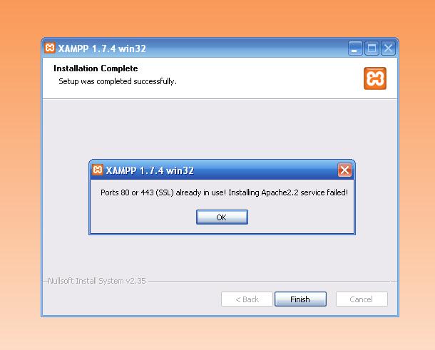 Error: XAMPP 1.7.4 win32 Ports 80 or 443 (SSL) already in use