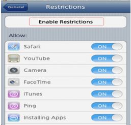 In Restrictions screen-Enable Restrictions.