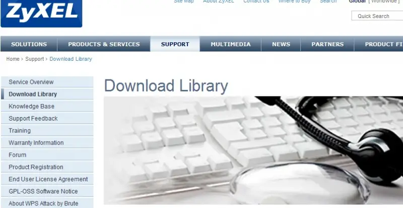 Zyxel Home page and click Support Tab and select Download Library