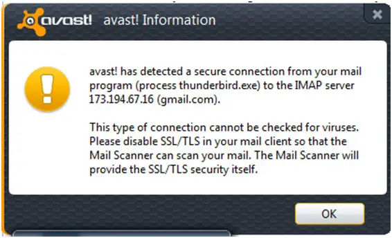 avast cannot receive emails