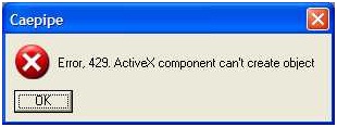 Error 429. ActiveX componenet can't create object