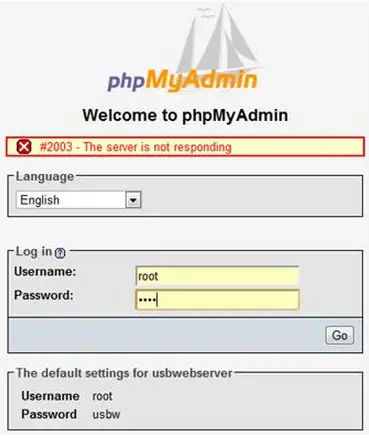 Welcome to php MyAdmin
