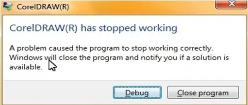 A problem caused the program to stop correctly