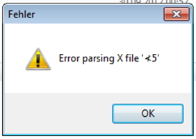 Error parsing X file ‘</ 5’
