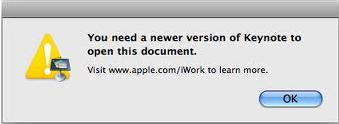 You need a newer version of keynote to open this document.