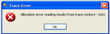 Allocation error reading results from trace context