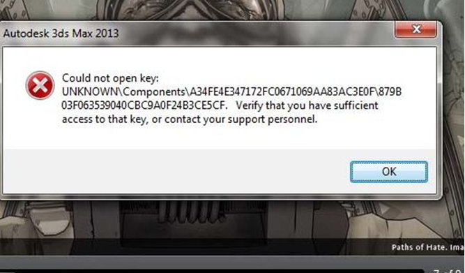 Could not open key: UNKNOWNComponent