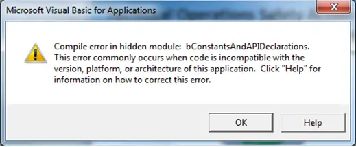 Constants And API Declarations Error Message