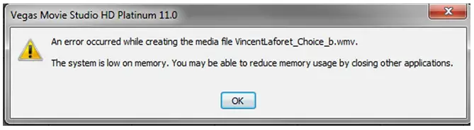 An error occurred while creating the media file VincentLaforet_Choice_b.wmv