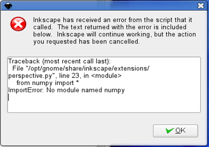 Inkscape has received an error from the script