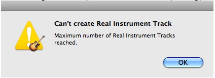 Can’t create Real Instrument Track