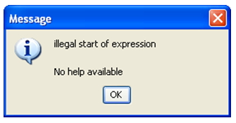 Illegal start of expression No help available