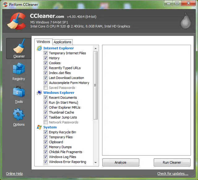 Install a cleaning tool as CCCleaner