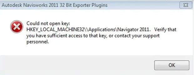 Could not open key: