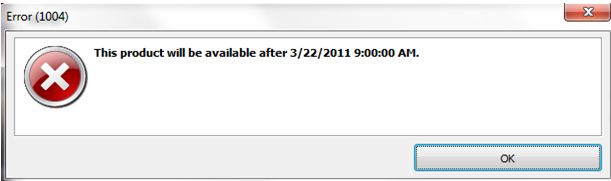 This product will be available after 3/22/2011 9:00:00 AM.