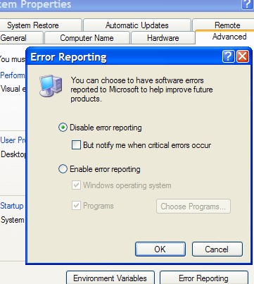 Disable-error-reporting-using-system-properties