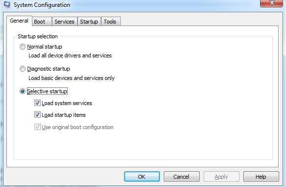 Selective-startup-window-for-system-configuration