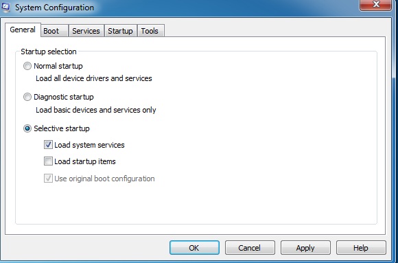 System-configuration-to-load-startup-items