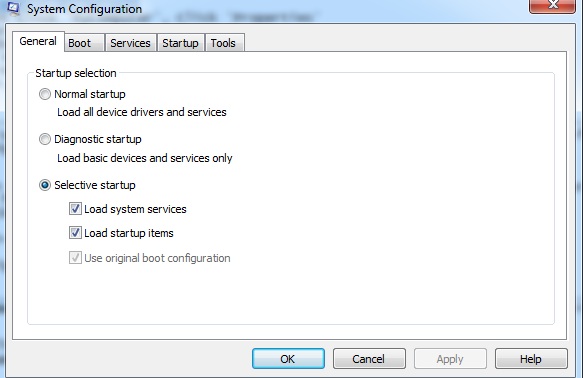 System-configuration-window-for-startup-settings