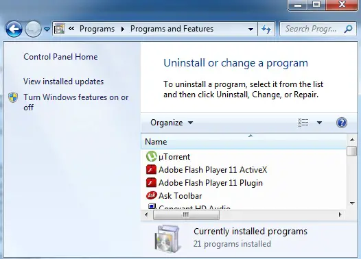 Uninstall-program-through-Add-Remove-Programs