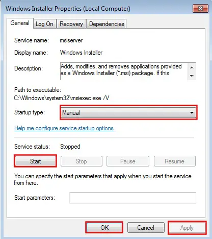 Windows-Installer-to-execute-services-manually