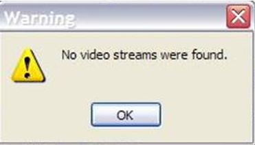 Warning No video streams were found.