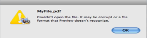 MyFile.pdf  Couldn’t open the file. It may be corrupt or a file format that Preview doesn’t recognize.