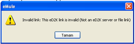 Invalid link: This eD2K link is invalid (Not an eD2K server or file link)