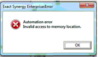 Exact Synergy Enterprise Error