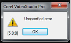 Unspecified Error 5.0.0