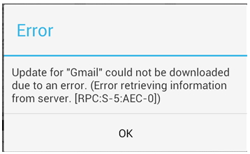 Update for “Gmail” could not be downloaded Due to an error.