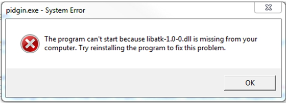 The program can’t start because libtak-1.0-0. dll is missing from your Computer