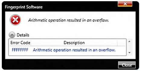 Error Code Description FFFFFFFF Arithmetic operation resulted in an overflow