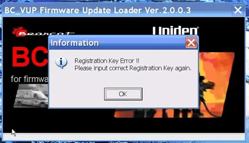 Registration Key Error 