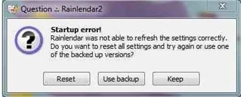 Reset all settings and try again Or use one of the backed up versions