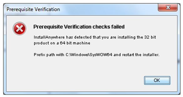 Install Anywhere has detected that you are installing the 32 bit