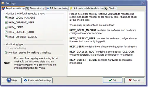 Advanced Settings Registry Monitering