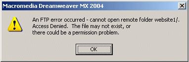 dreamweaver file transfer protocol error odmowa dostępu