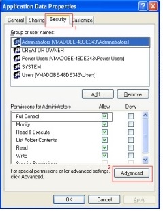 On the Security tab click Advanced