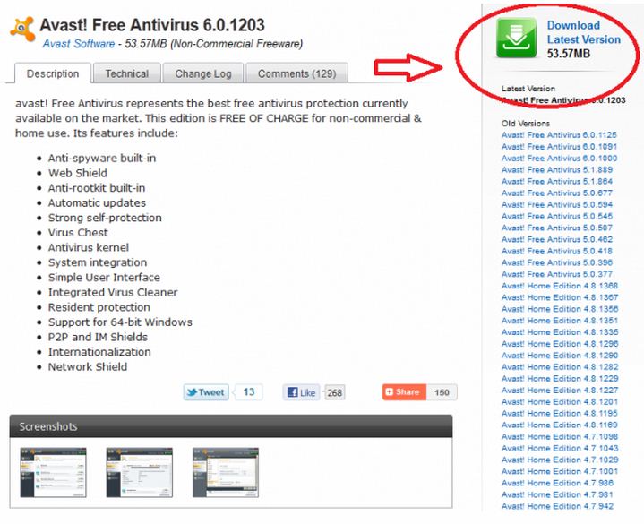 This is the latest AVAST installer. Click the download button located at its side