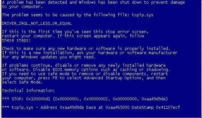 BSOD file error and parameter error 