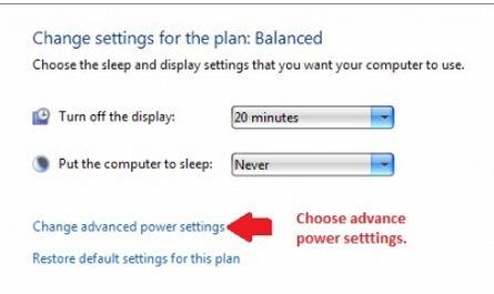 Change advance power settings