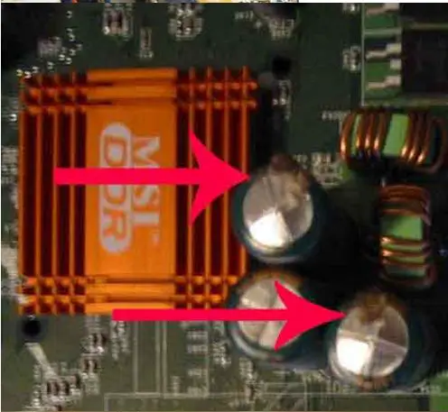 Check the capacitor in the motherboard by using multi-tester 