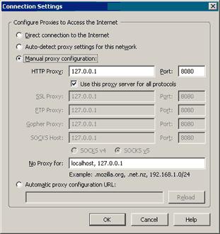 Configure various browsers to use a HTTP proxy server