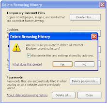 Internet Explorer web browser-delete browsing history