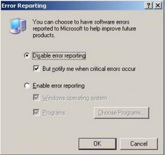 Check “disable error reporting