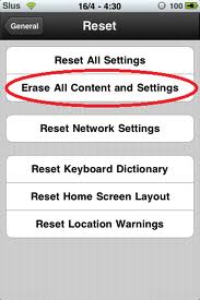 Erase all Content and Setting