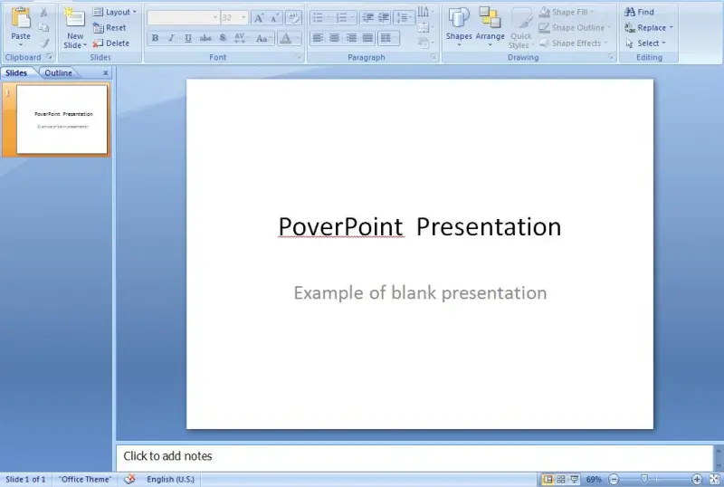 what is the meaning of blank presentation