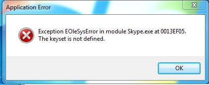 exception eolesyserror in module windows 10